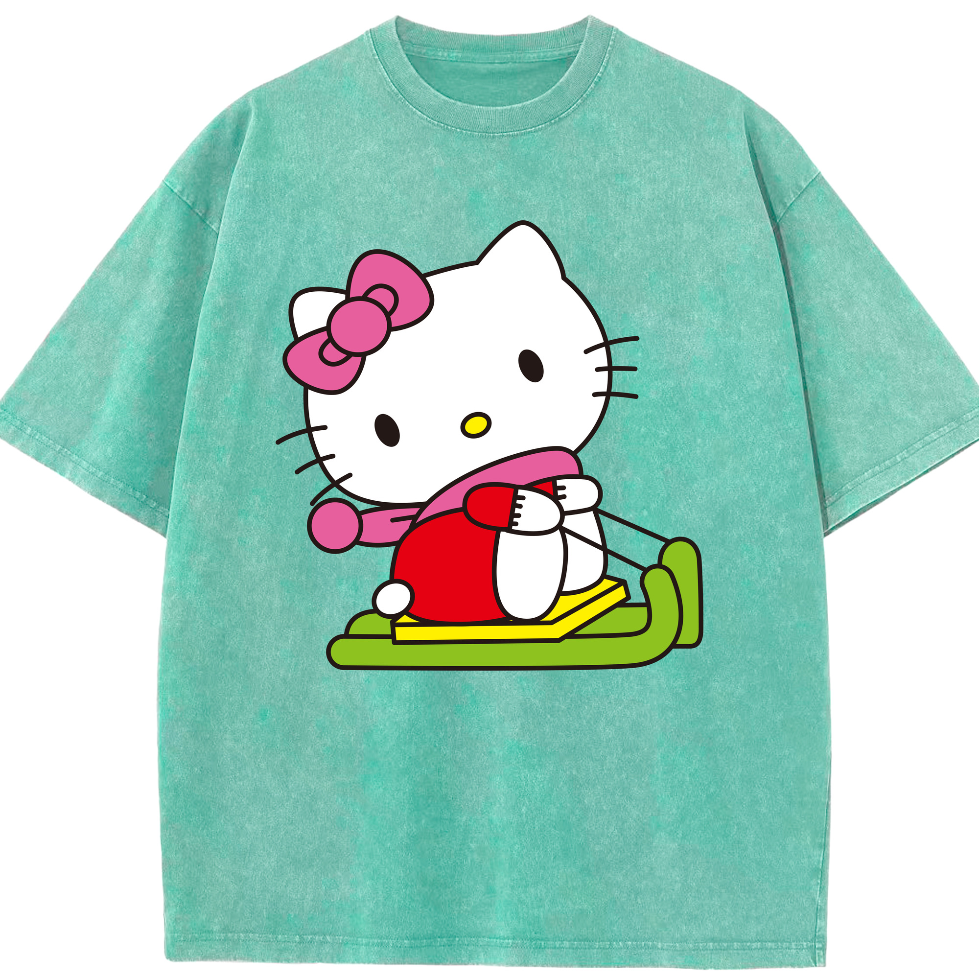 （画像用） Hello Kitty ハローキティ 綿100% ヴィンテージ風 半袖Tシャツ（フロントプリント）